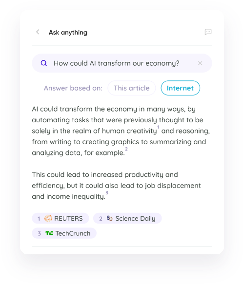 Wiseone's Ask Anything feature